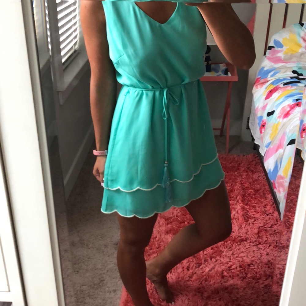 Sea foam dress with tie waist